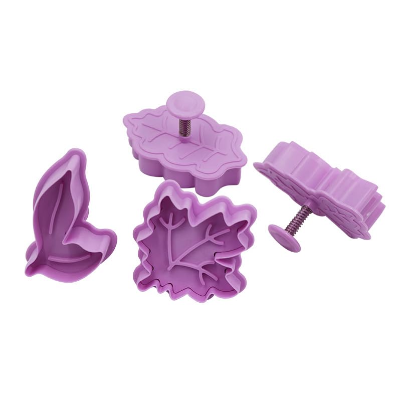 Anyana 4Pcs Maple Leaf Cookie Press Cutters Biscuit Mold Cake Decorating Supplies Fondant Embosser - Image 1